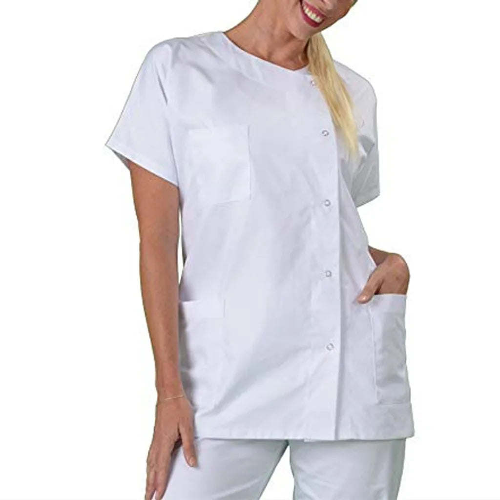 Women's Nurse Scrub Top – Multi-Pocket Medical Uniform