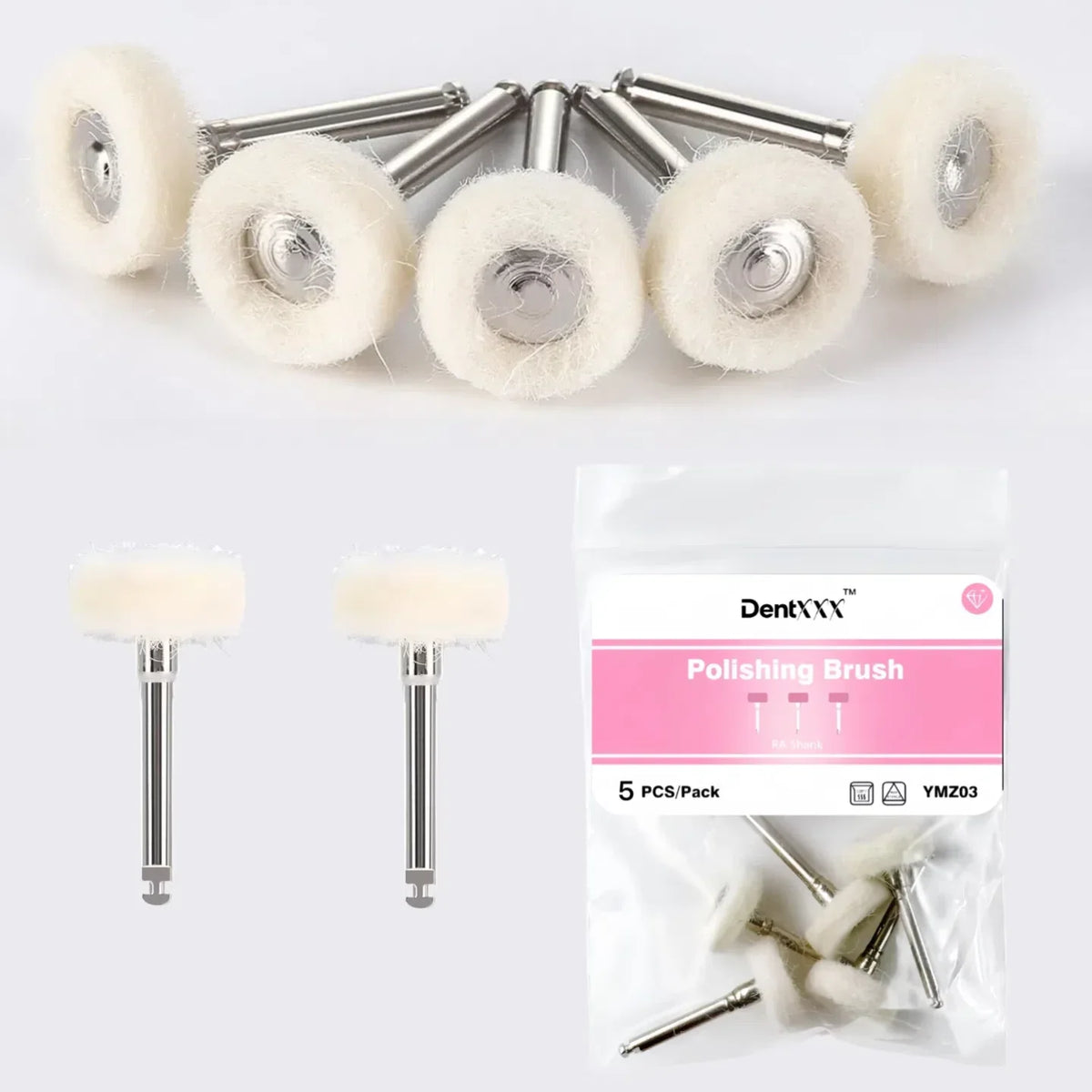 5-Pack Felt Wool Polishing Brush Wheels for Rotary Tools 2.35mm