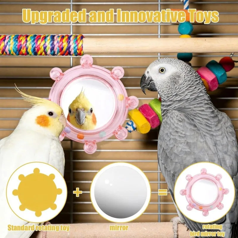 2-Pack Bird Cage Mirror – Interactive Pet Bird Toy Accessory