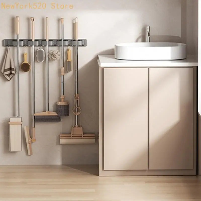 Adhesive Mop & Broom Holder with Adjustable Clamps – VIBE