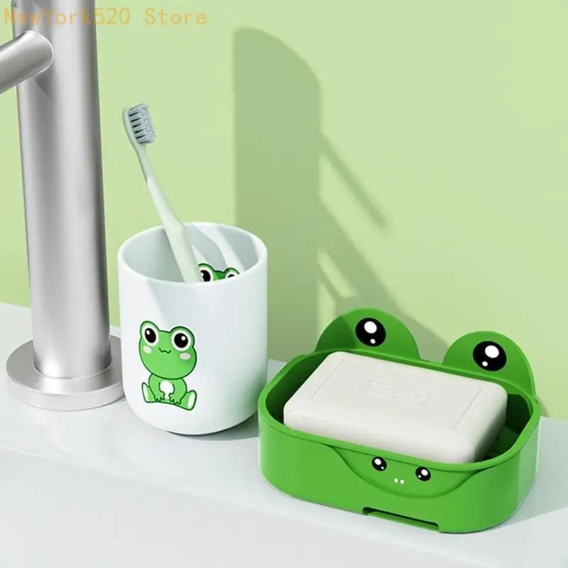 Frog Wall Mount Soap Dish Draining Tray 2-Pack | PP Plastic