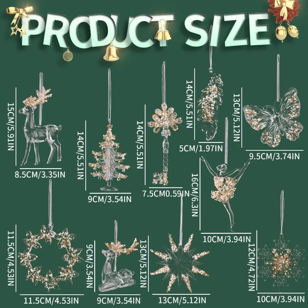 Acrylic Crystal Snowflake Christmas Tree Hanging Ornaments