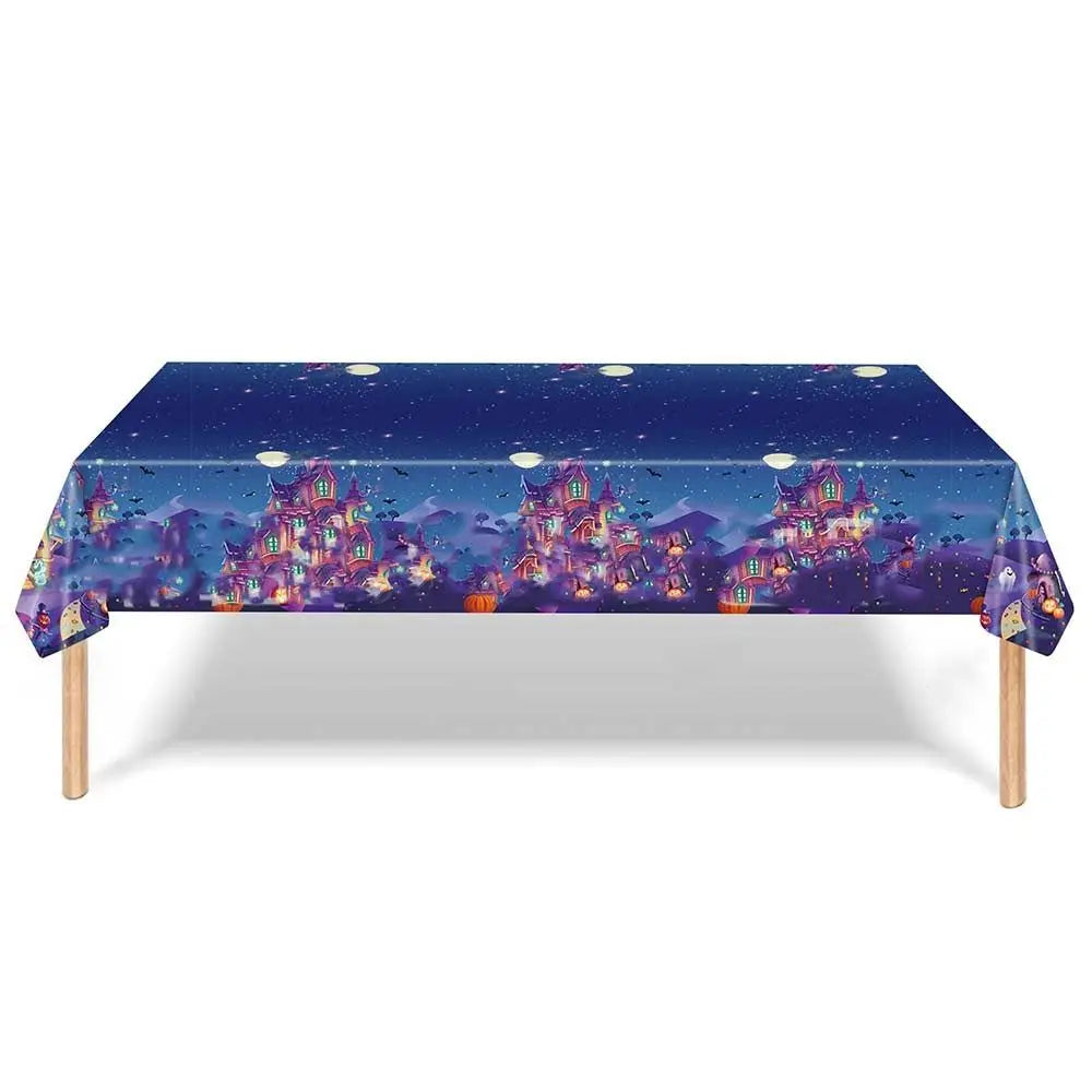 Halloween Disposable Tablecloth – Bronzing Pumpkin & Ghost Cover