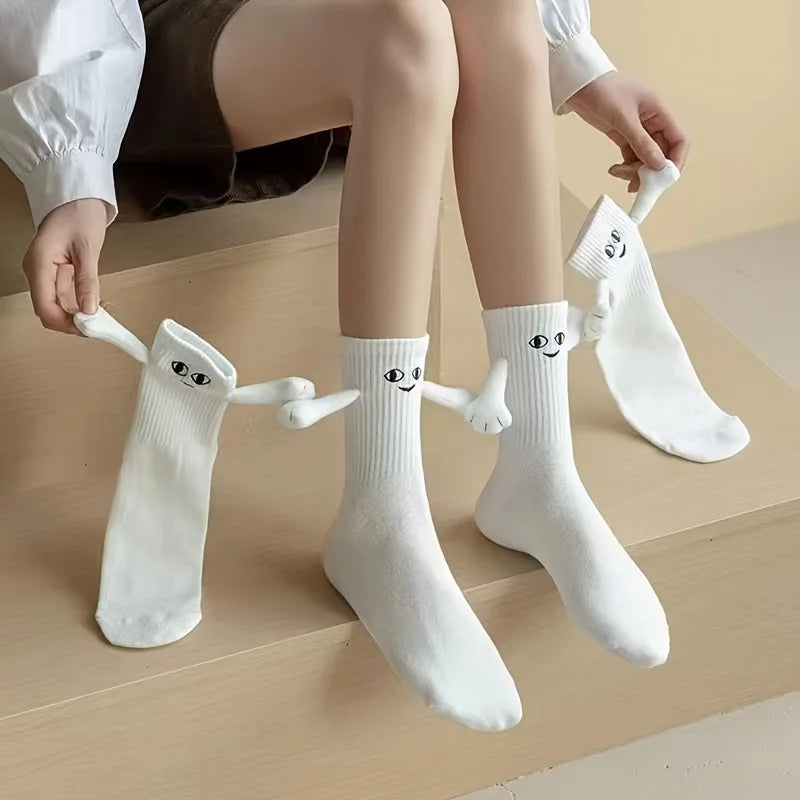 Magnetic Toe Link Couple Socks – Cartoon Novelty Knee-High
