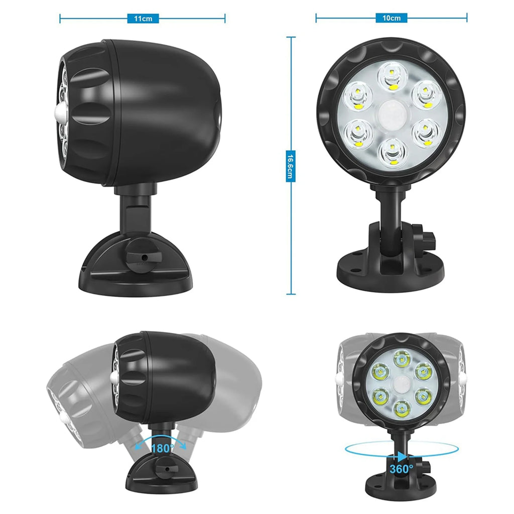 Battery Motion Sensor Outdoor Light 6 LED 6000K 4-Pack
