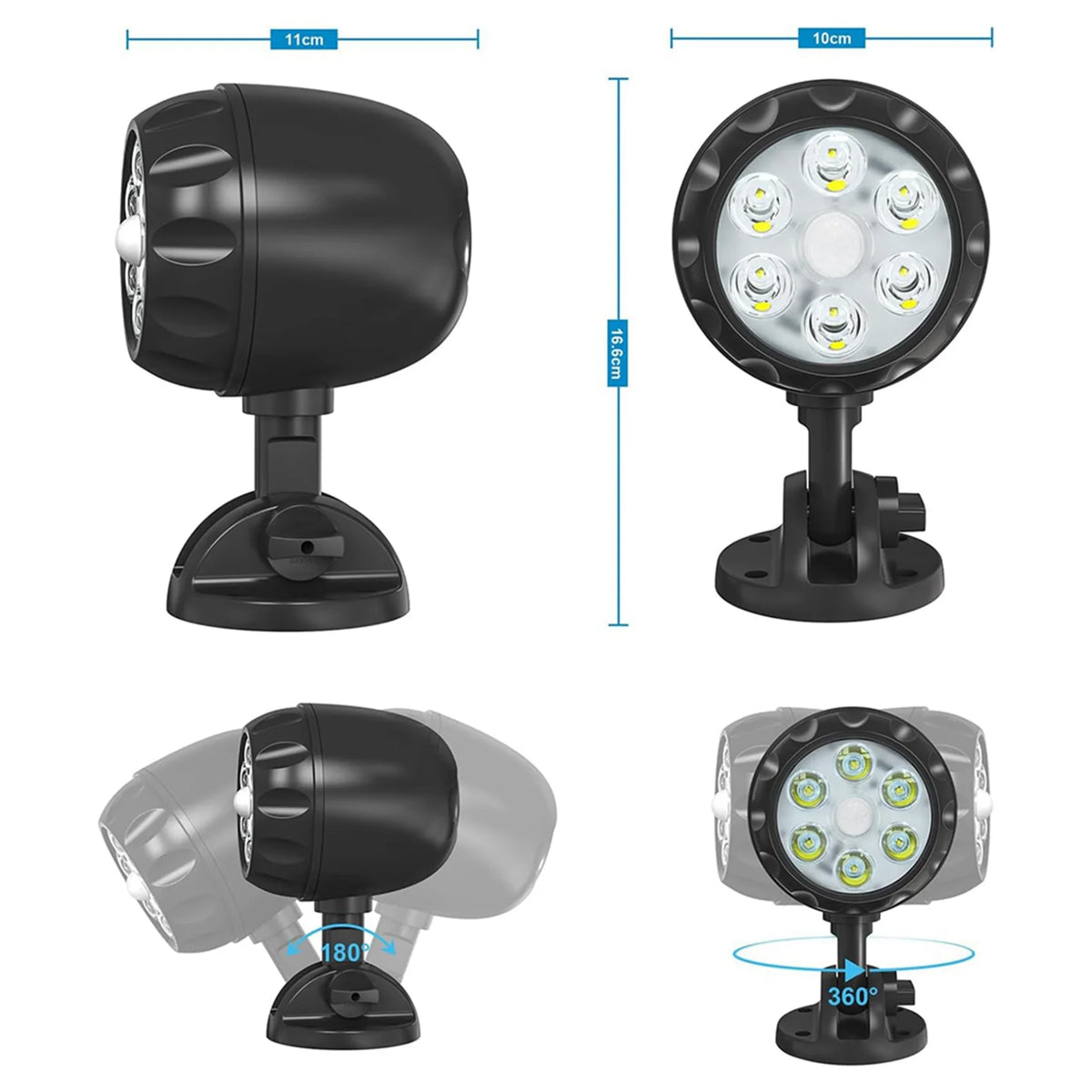 Battery Motion Sensor Outdoor Light 6 LED 6000K 4-Pack