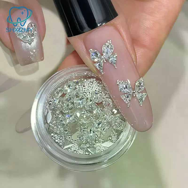 3D Nail Art Rhinestones – Heart & Butterfly Flatback Crystals