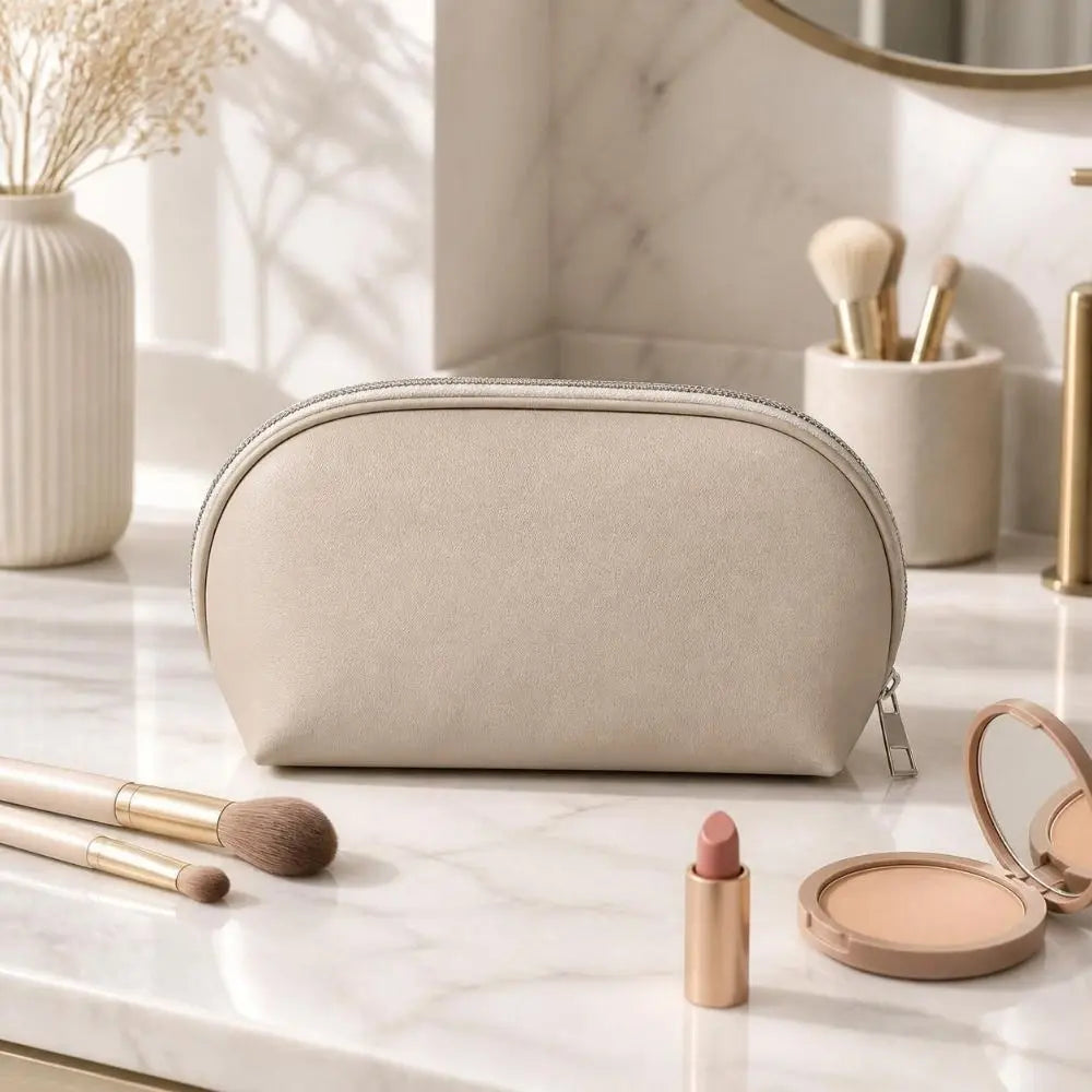 PU Leather Cosmetic Bag Large Capacity Travel Makeup Pouch