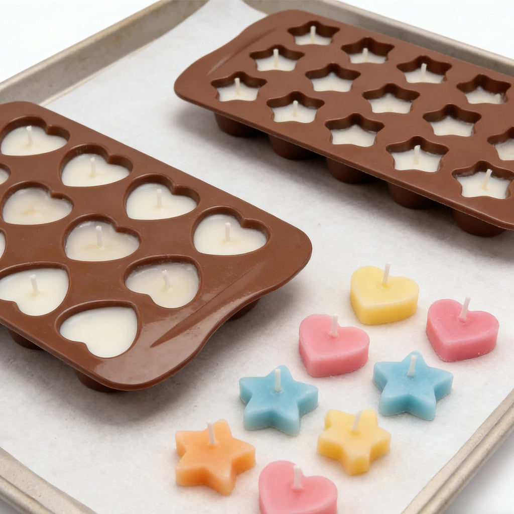 15-Cavity Heart & Star Silicone Mold for Candles, Soap & Resin