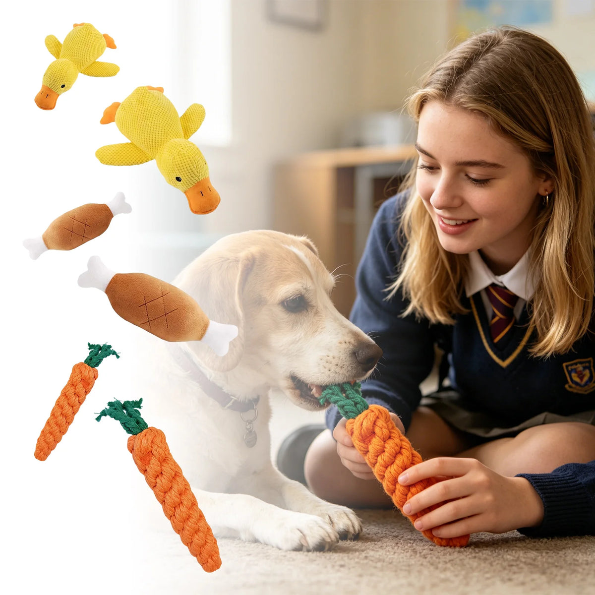 Plush Squeaky Duck Dog & Cat Toy – Chew-Resistant Cuddle