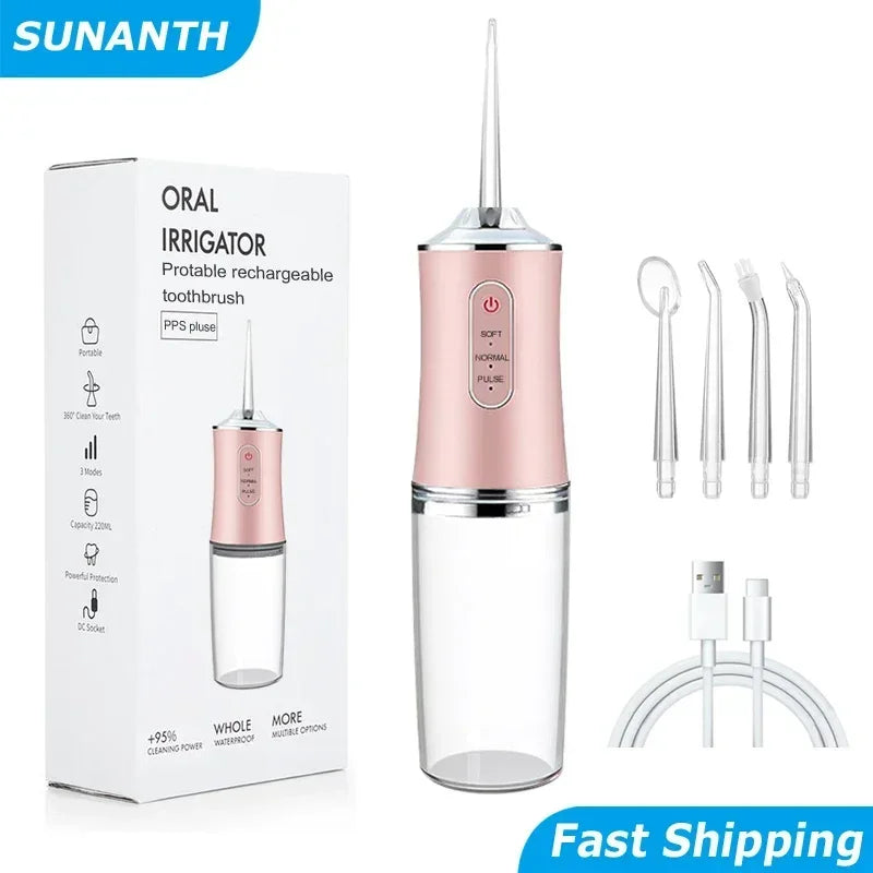 VIBE Portable Oral Irrigator USB Charging 3 Modes 4 Tips