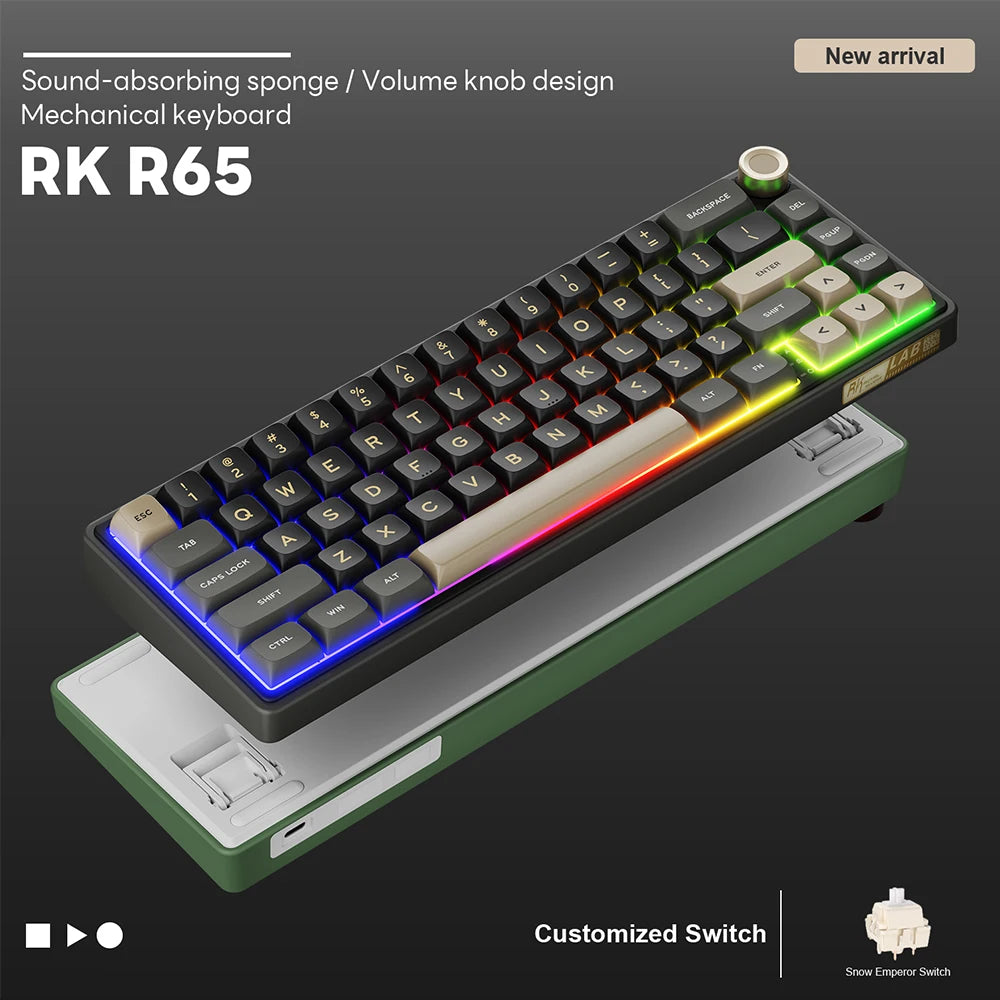 RK R65 65% Gasket Mechanical Keyboard – RGB Hot-Swap PBT