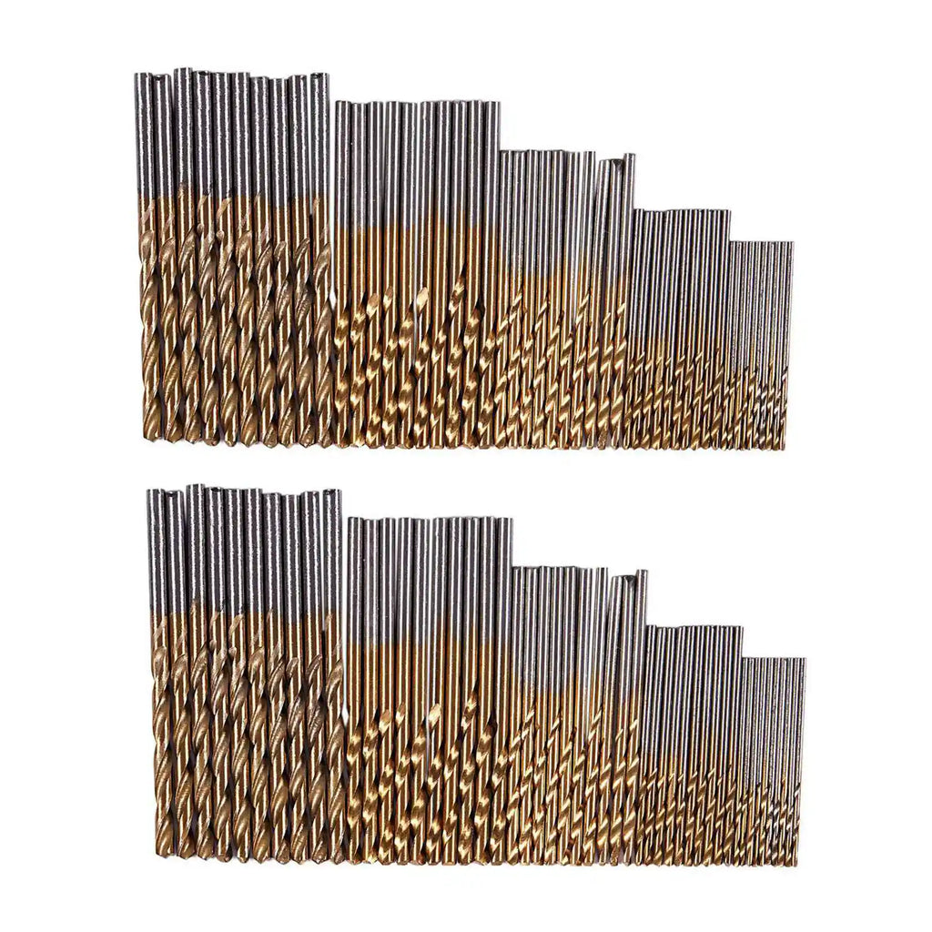 100-Pc Titanium Coated HSS Twist Drill Bit Set 1–3mm