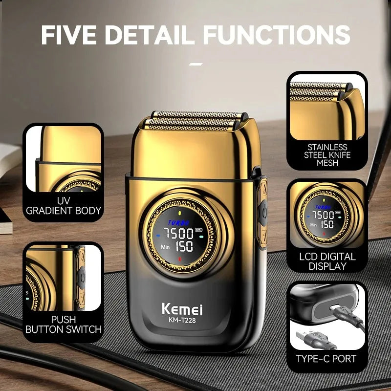 Kemei KM-T228 Twin Foil Electric Shaver USB-C Men's Razor