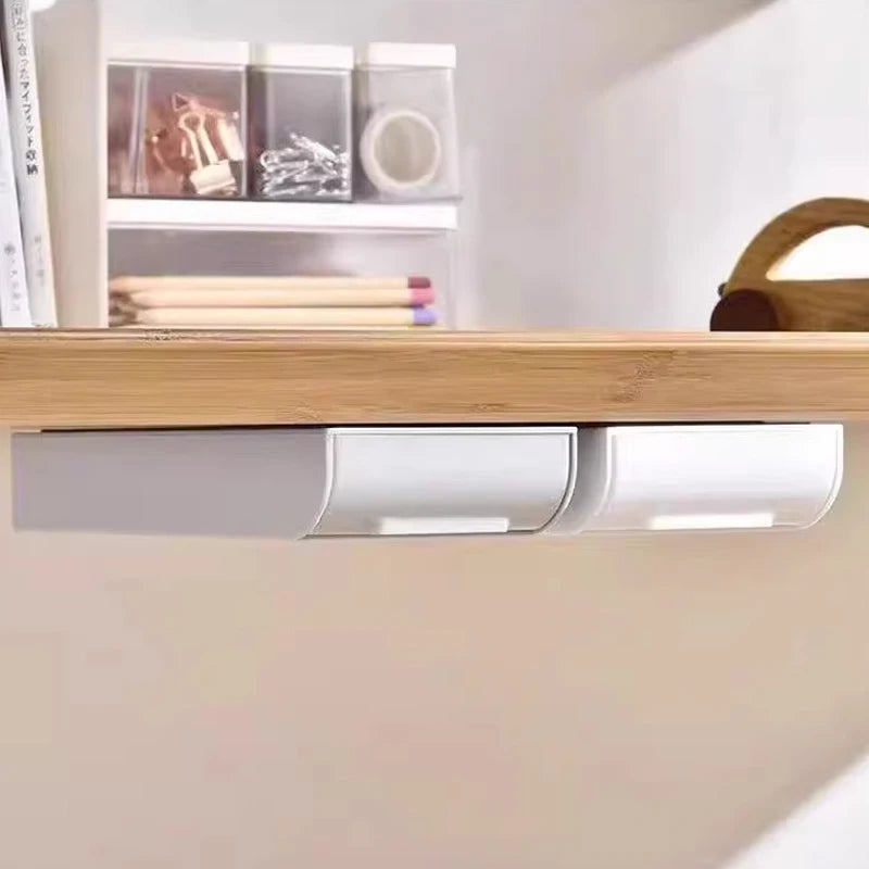 No-Drill Under-Desk Pull-Out Storage Drawer Organizer Box