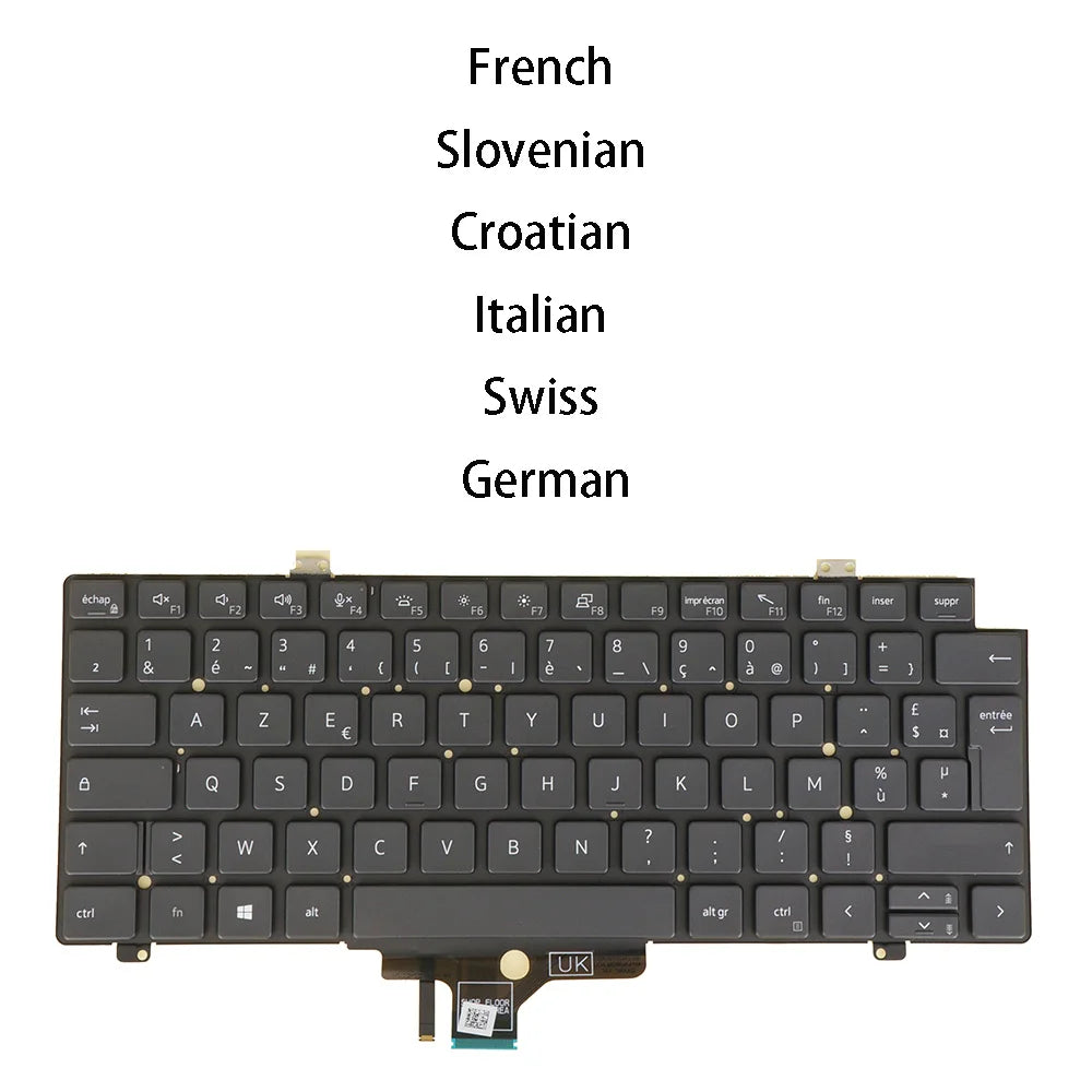 AZUBAY Backlit Keyboard Dell Latitude 5420 7420 7520 FR DE IT CH HR