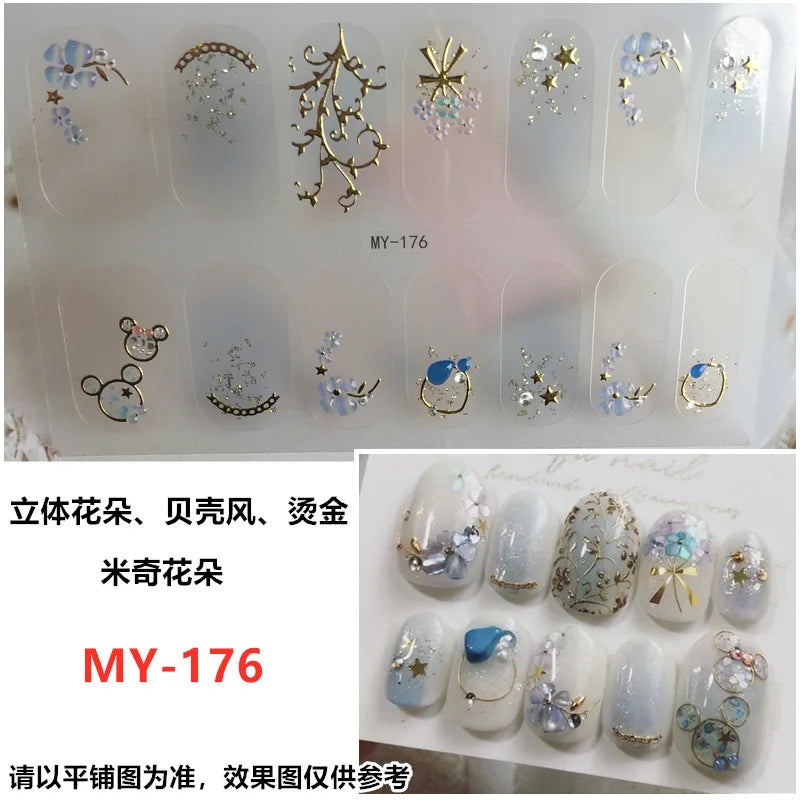 Summer Nail Art Stickers – 14-Tip Full Cover Gel Film Decals