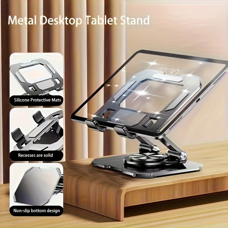 360° Rotating Metal Tablet Stand – Foldable Desktop Holder