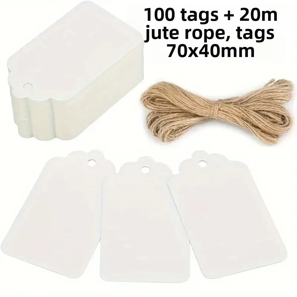 100Pcs Kraft Paper Hanging Tags with Strings – Blank Gift Labels