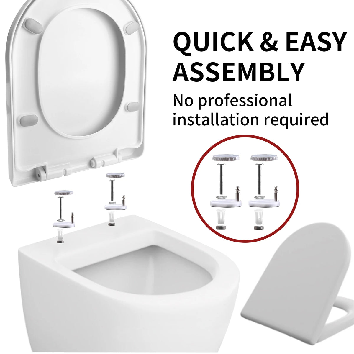 White Soft Close Toilet Seat – Anti-Bacterial Quick Release PP