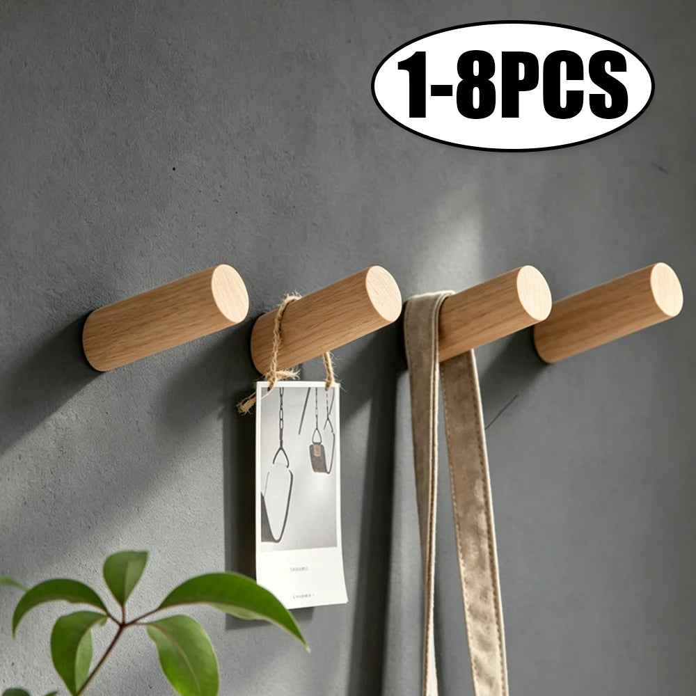 Wooden Wall Hooks – Coat Rack, Towel & Key Hanger