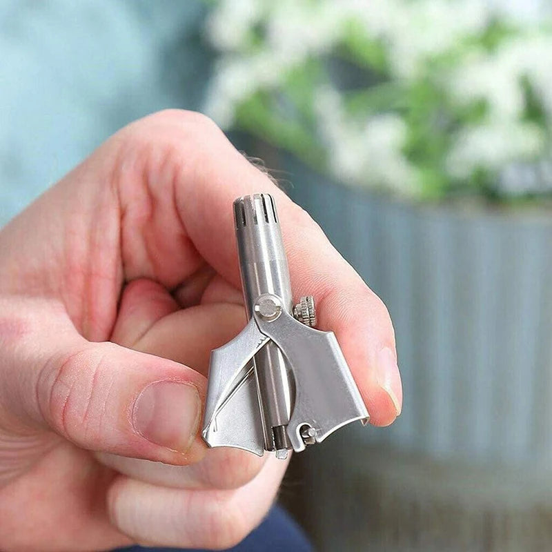 Manual Stainless Steel Nose Hair Trimmer – Silent & Washable