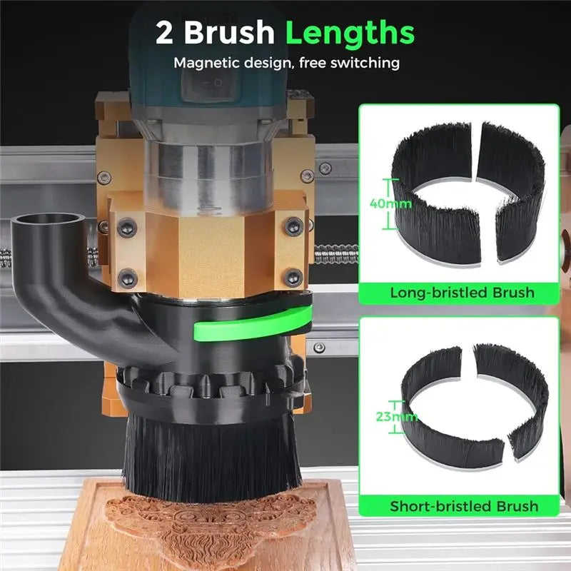 CNC Router Dust Shoe 65mm 69mm – Dual Brush & Quick-Release