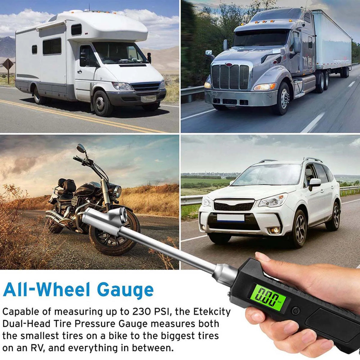 Digital Pencil Tire Pressure Gauge 230 PSI | 4 Units Car Truck