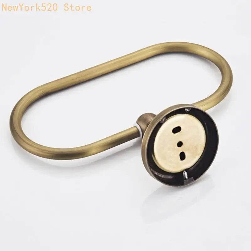 Wall Mounted Brass Towel Ring – Antique Oval Bathroom Holder