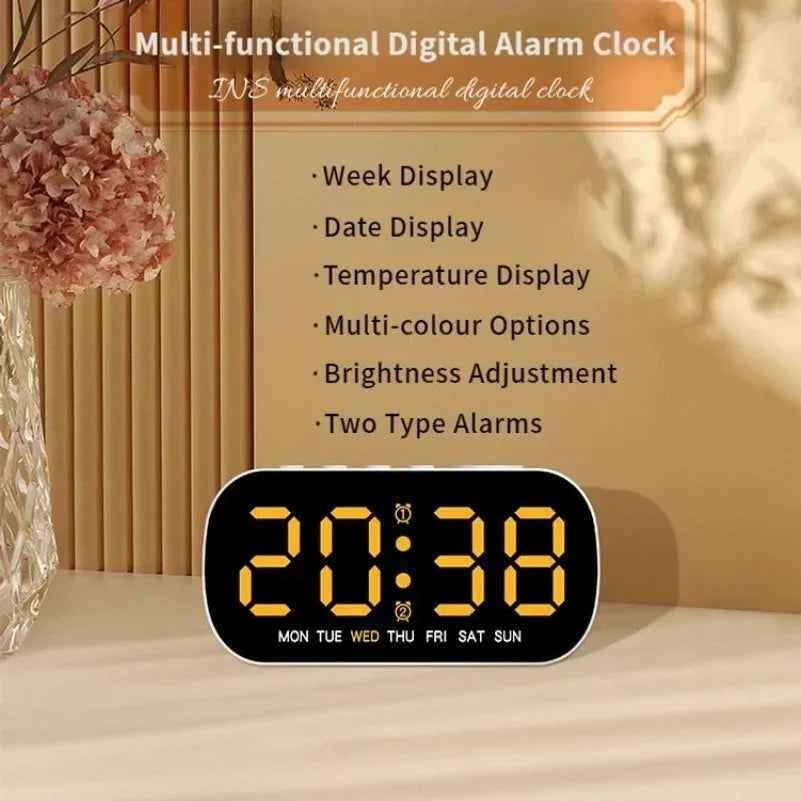 USB Digital Alarm Clock – Dual Alarm, Temperature, Night Mode