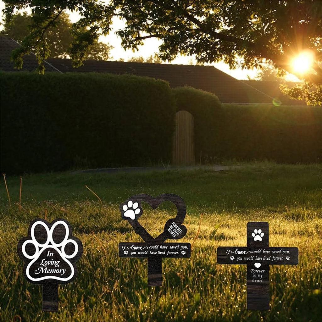 Dog Memorial Garden Stake – Wooden Pet Grave Marker Decor