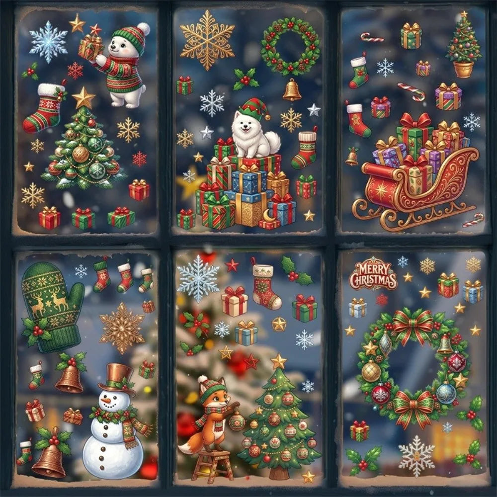 Christmas Snowflake Window Stickers – 9-Sheet Removable Xmas Decals
