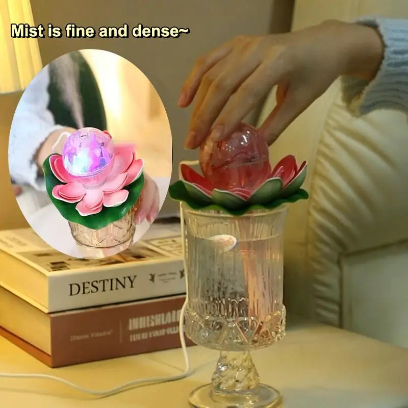 Lotus USB Humidifier Stick with LED Lights – Portable Mist Maker