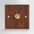 86 Type Walnut Wood Toggle Switch Panel – Brass Lever