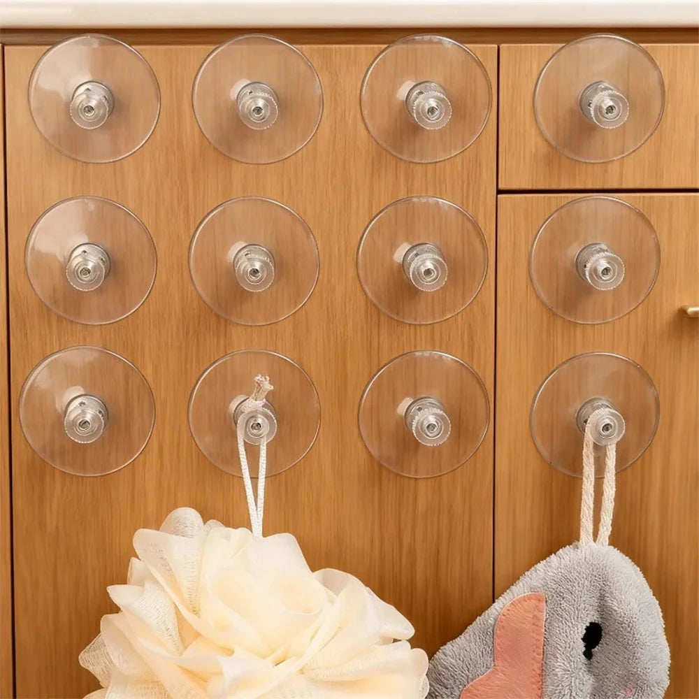 41mm PVC Suction Cup Hooks with Screw Nut – Clear Glass Holder