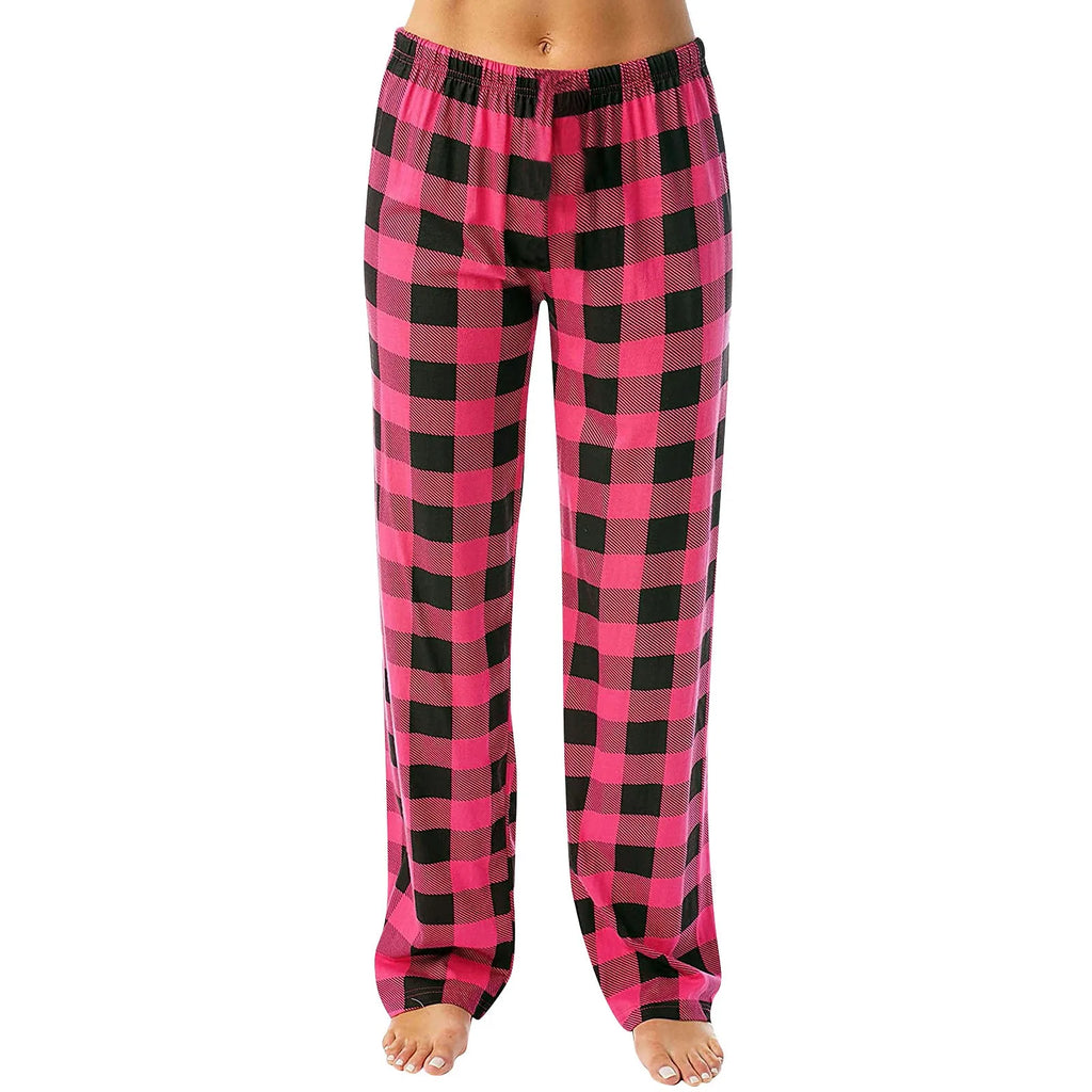 Women's Plaid Lounge Pants – Drawstring Sleep Bottoms S–3XL
