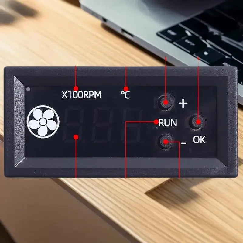 12V 4-Wire PWM Fan Speed Controller – Digital Temp Display