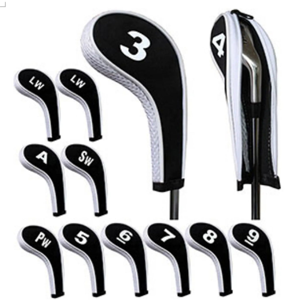 Golf Iron Head Covers 12-Pack Zippered Neoprene – Red