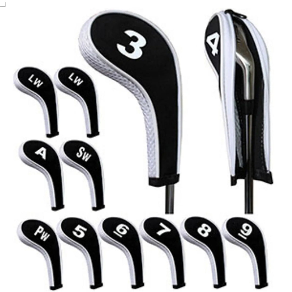 Golf Iron Head Covers 12-Pack Zippered Neoprene – Red