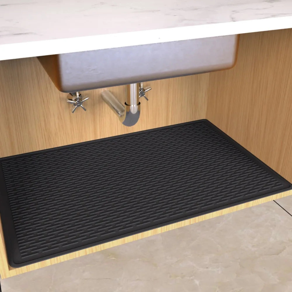 Silicone Under Sink Mat 34"×22" Waterproof Cabinet Liner