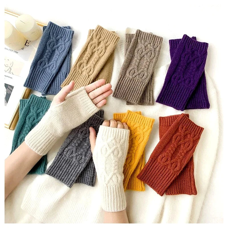 Unisex Half Finger Knit Gloves – Soft Warm Winter Mittens
