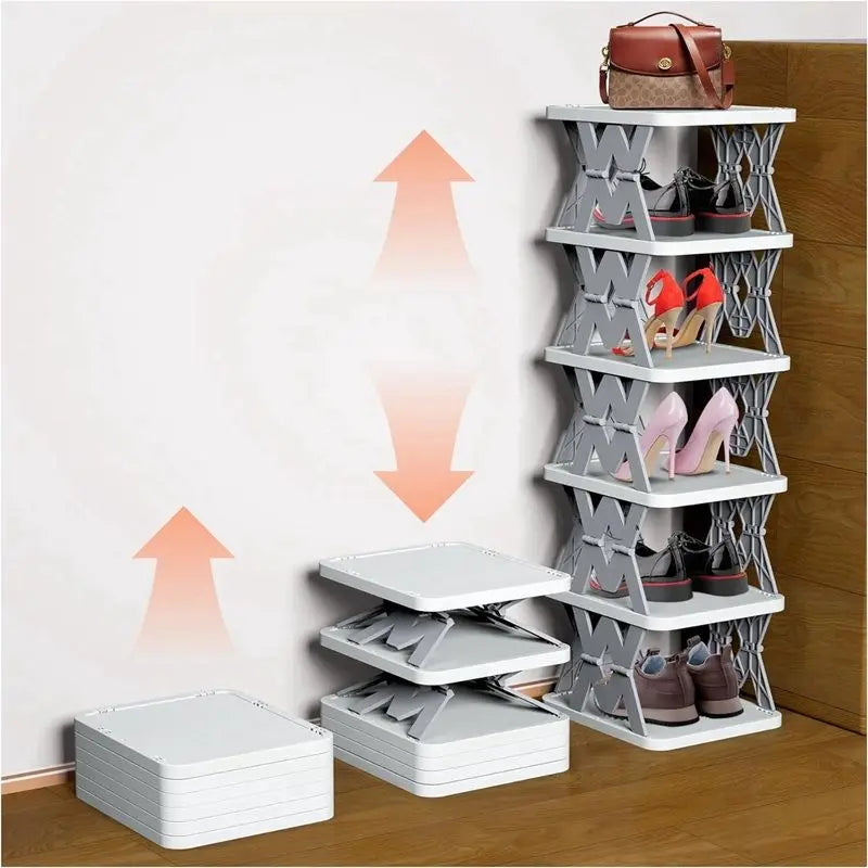 Foldable Vertical Shoe Rack – No Assembly Space-Saving Organizer