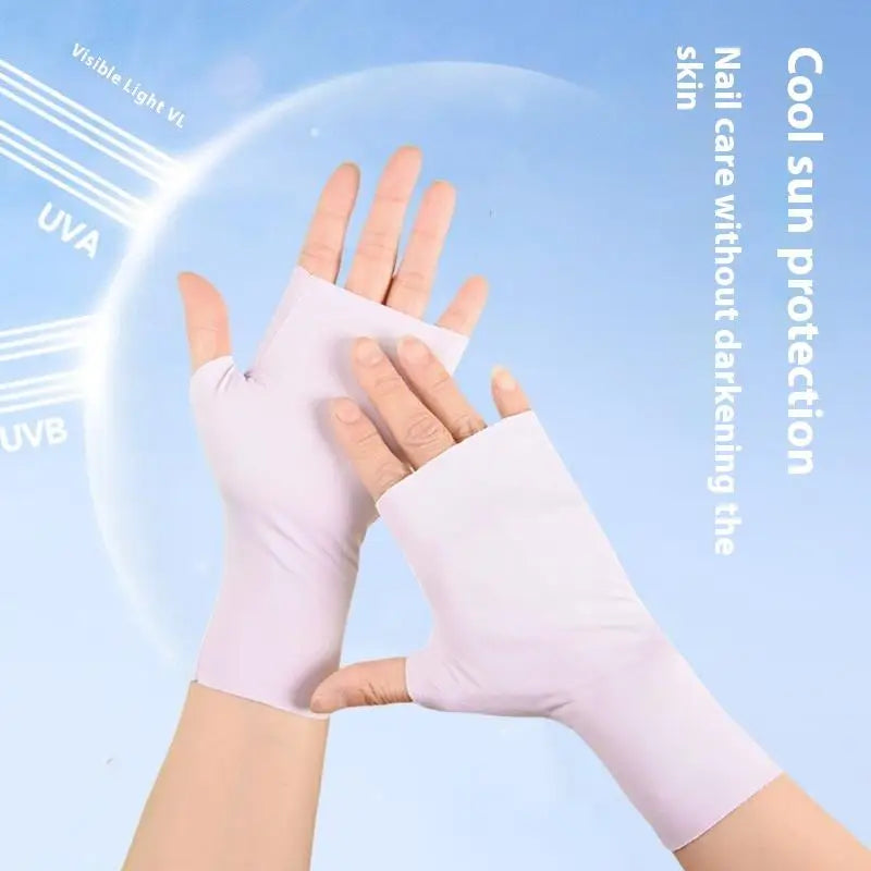 UV Protection Fingerless Gloves – Ice Silk Nail Art Sun Care
