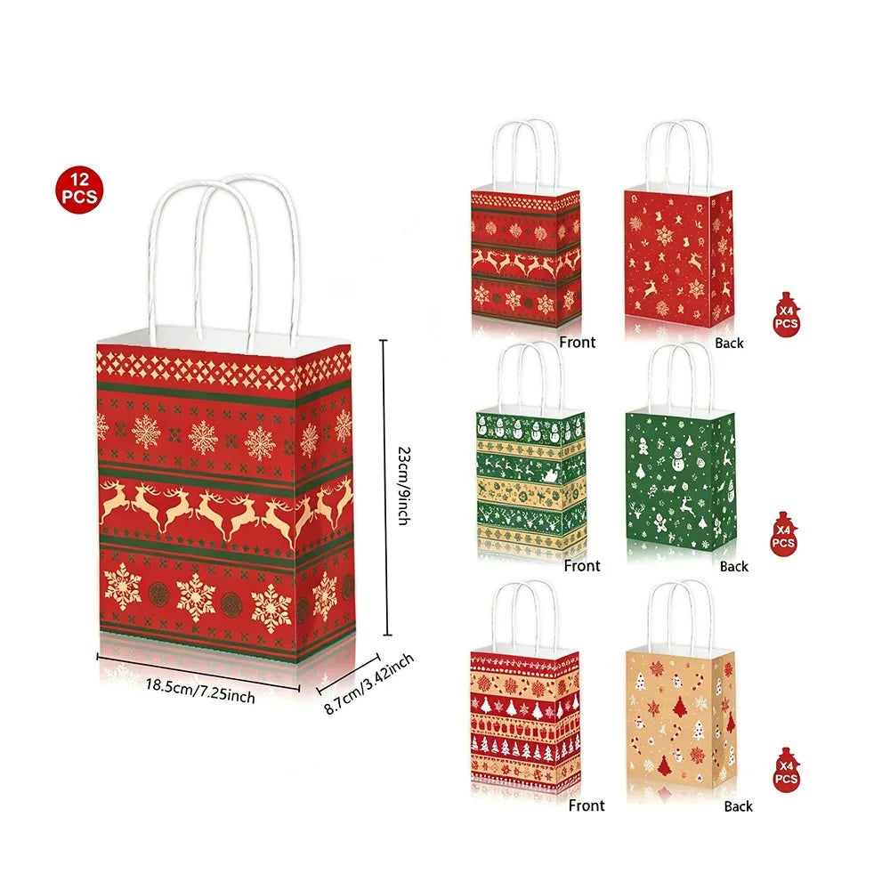 Christmas Gift Bags with Handles 12 Pack – Santa Paper Bags