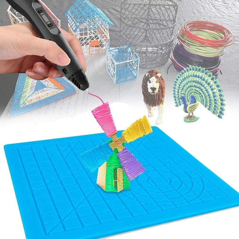 3D Pen Silicone Mat & Drawing Template Pad with Finger Sleeves