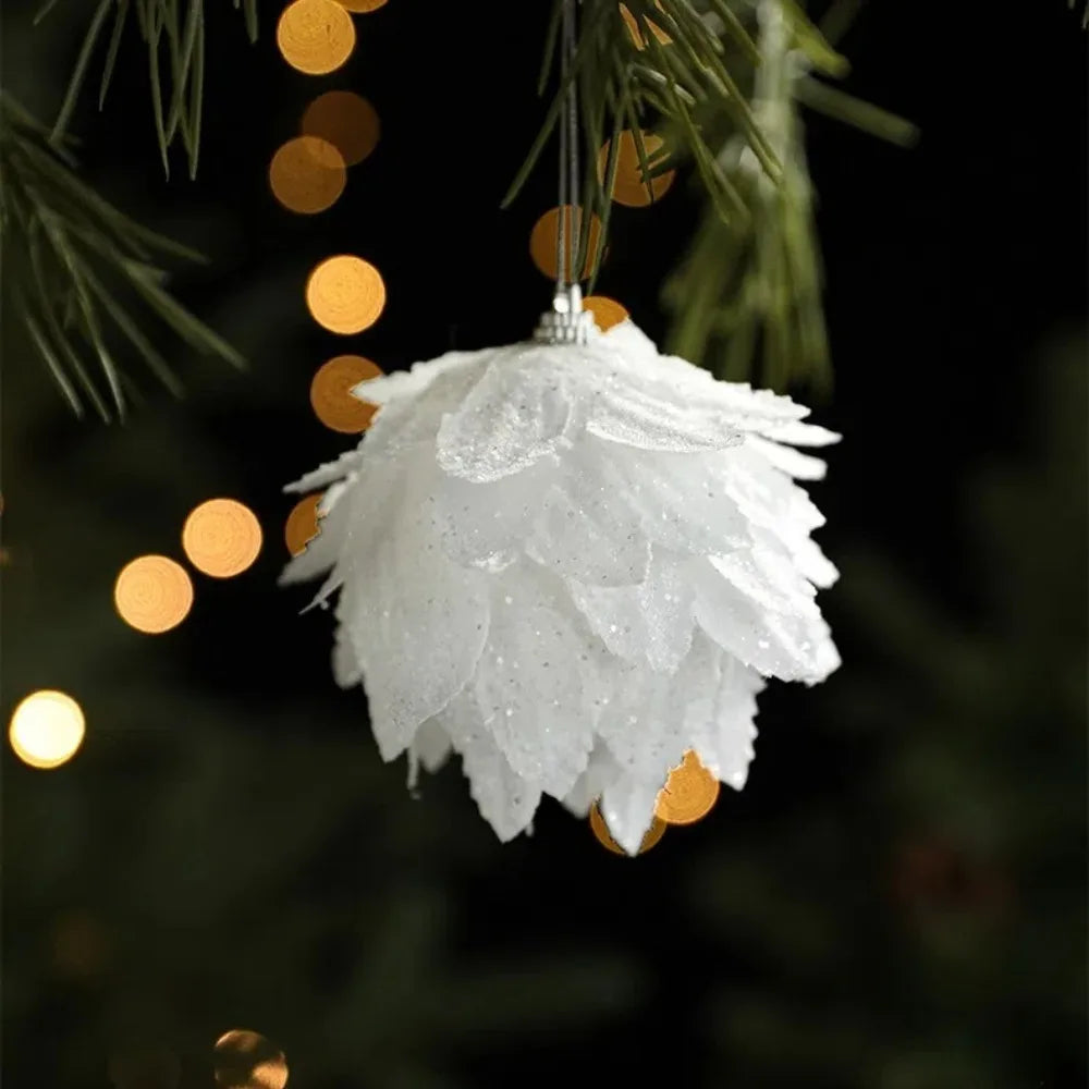 White Petal Foam Christmas Ball Ornament | Xmas Tree Décor