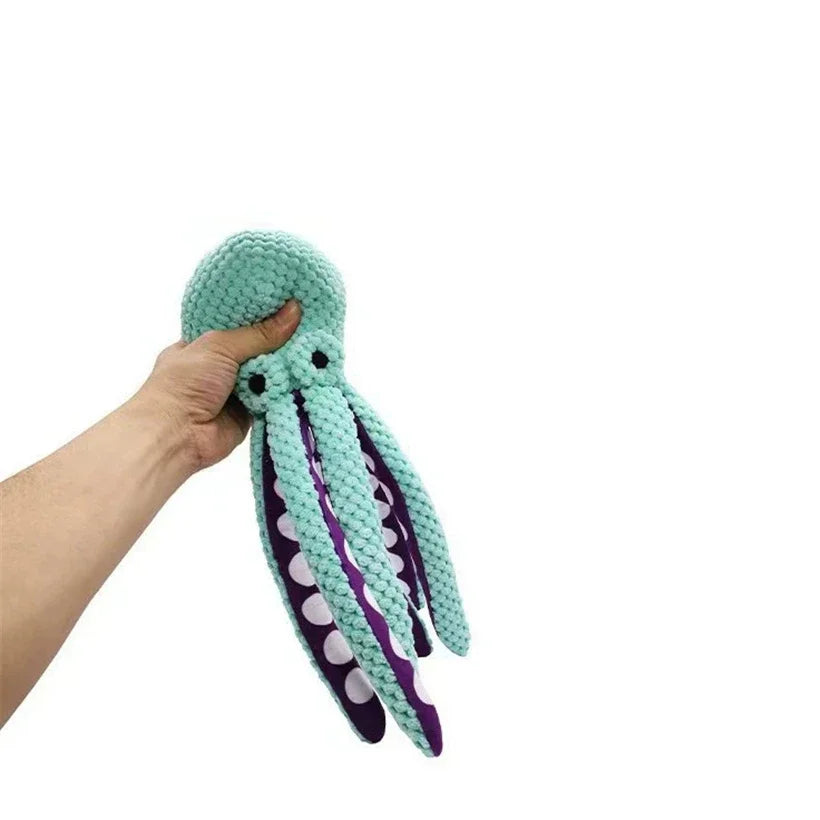 Octopus Squeaky Dog Toy – Interactive Teeth Cleaning Chew