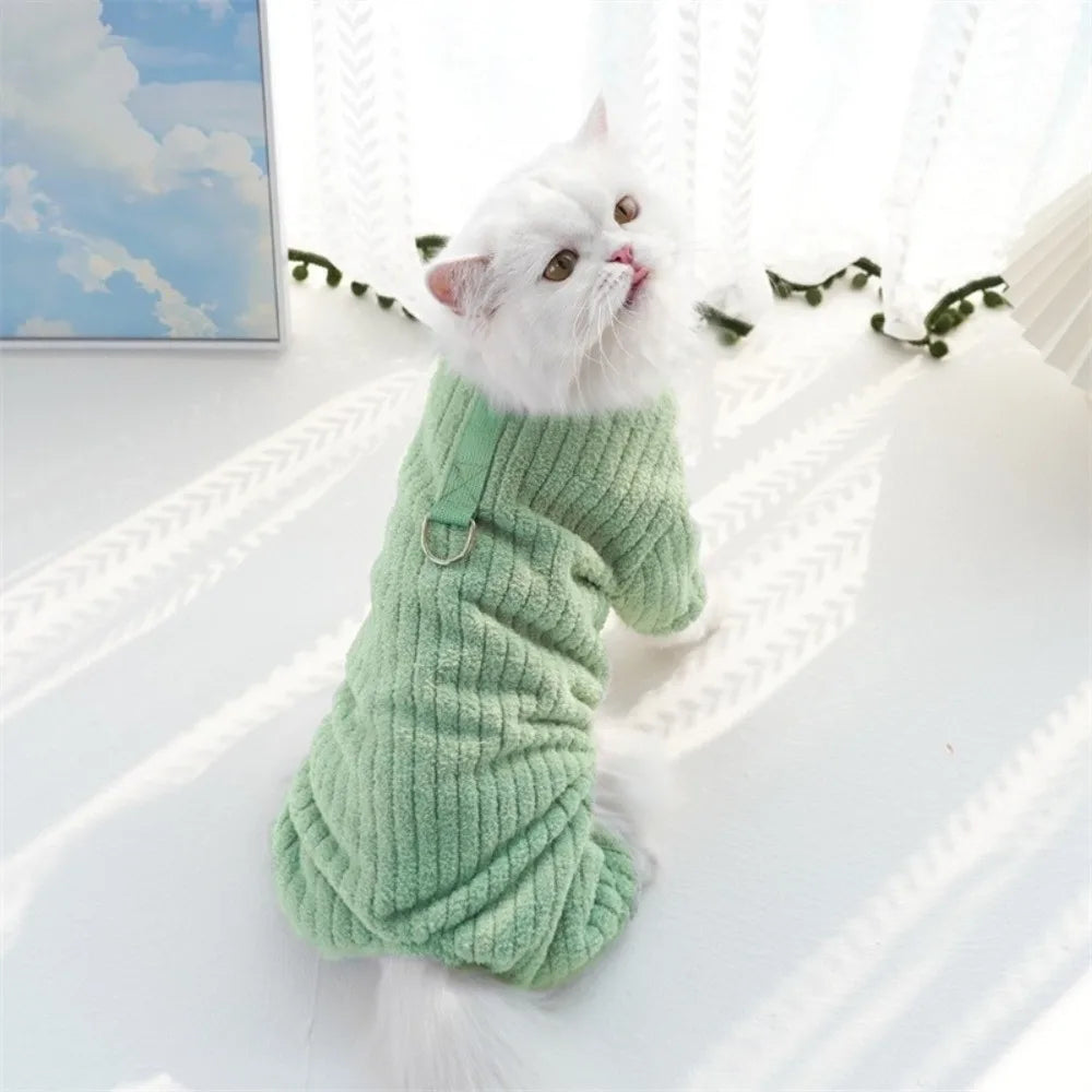 Flannel Plush 4-Leg Dog & Cat Hoodie – Warm Jumpsuit