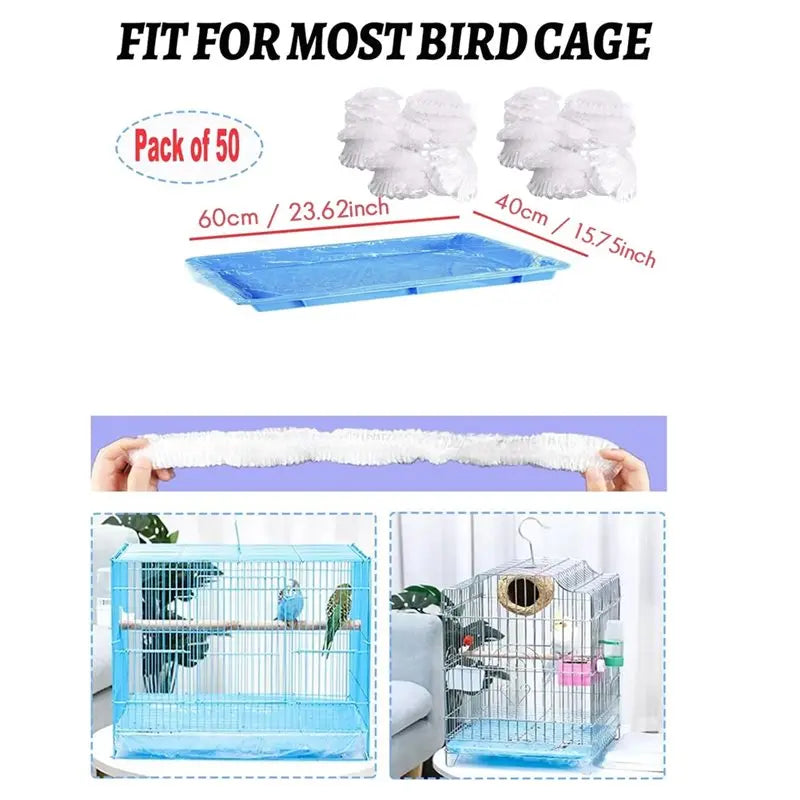 50-Pack Disposable Bird Cage Tray Liners – Clear Plastic Bags