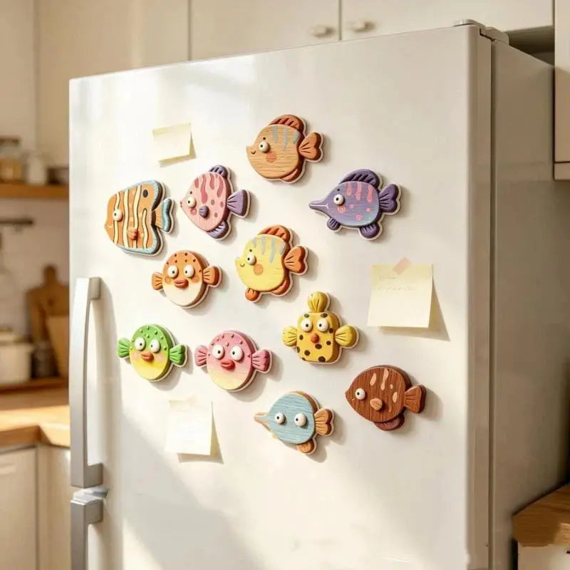 Cute Wooden Sea Fish Refrigerator Magnets – 1/5 Pcs Set
